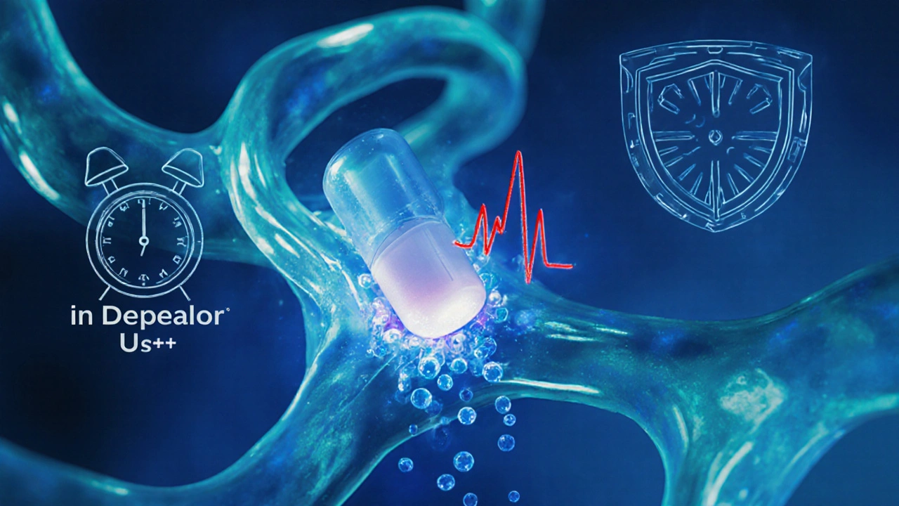Illustrated brain synapse showing Dapoxetine releasing serotonin to delay signal.