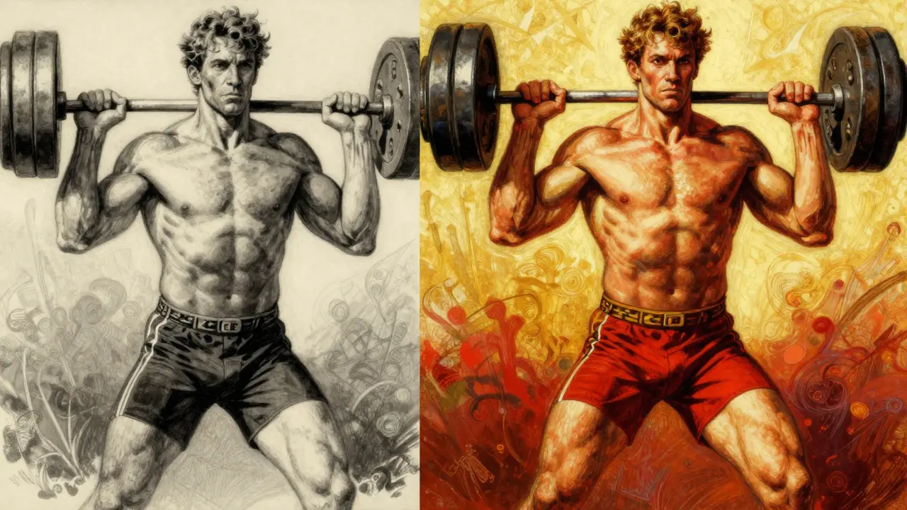 A man regaining his strength through exercise, symbolizing recovery and improved vitality.